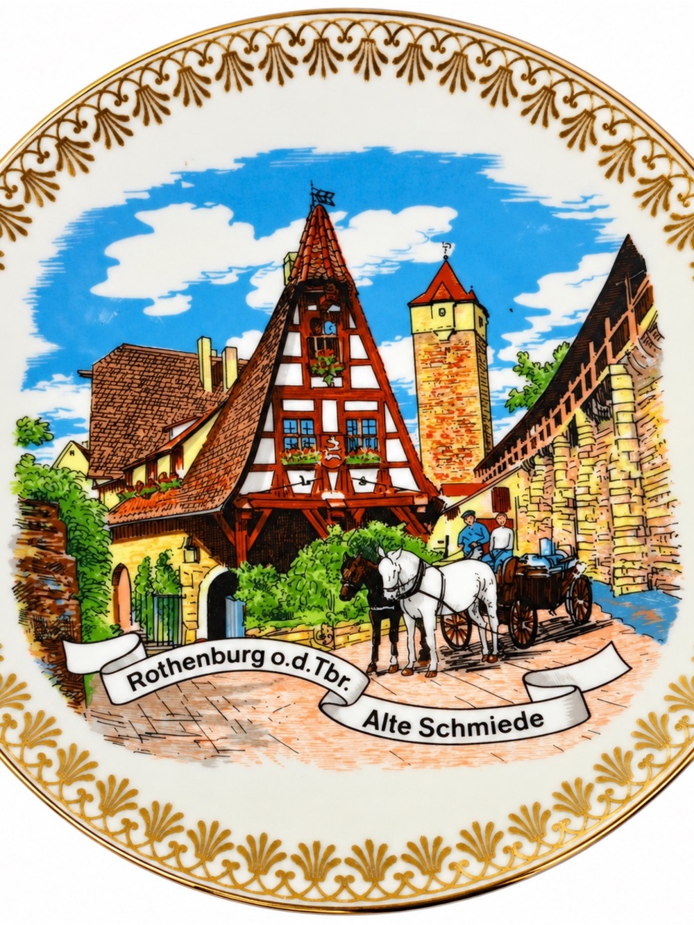 Vintage Rothenburg Germany Alte Schmiede Porcelain Collector Plate 8” Bavaria